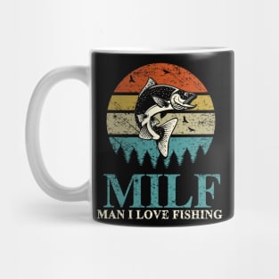 MILF-Man I Love Fishing Retro Vintage Sunset Funny Fishing Distressed Design Mug